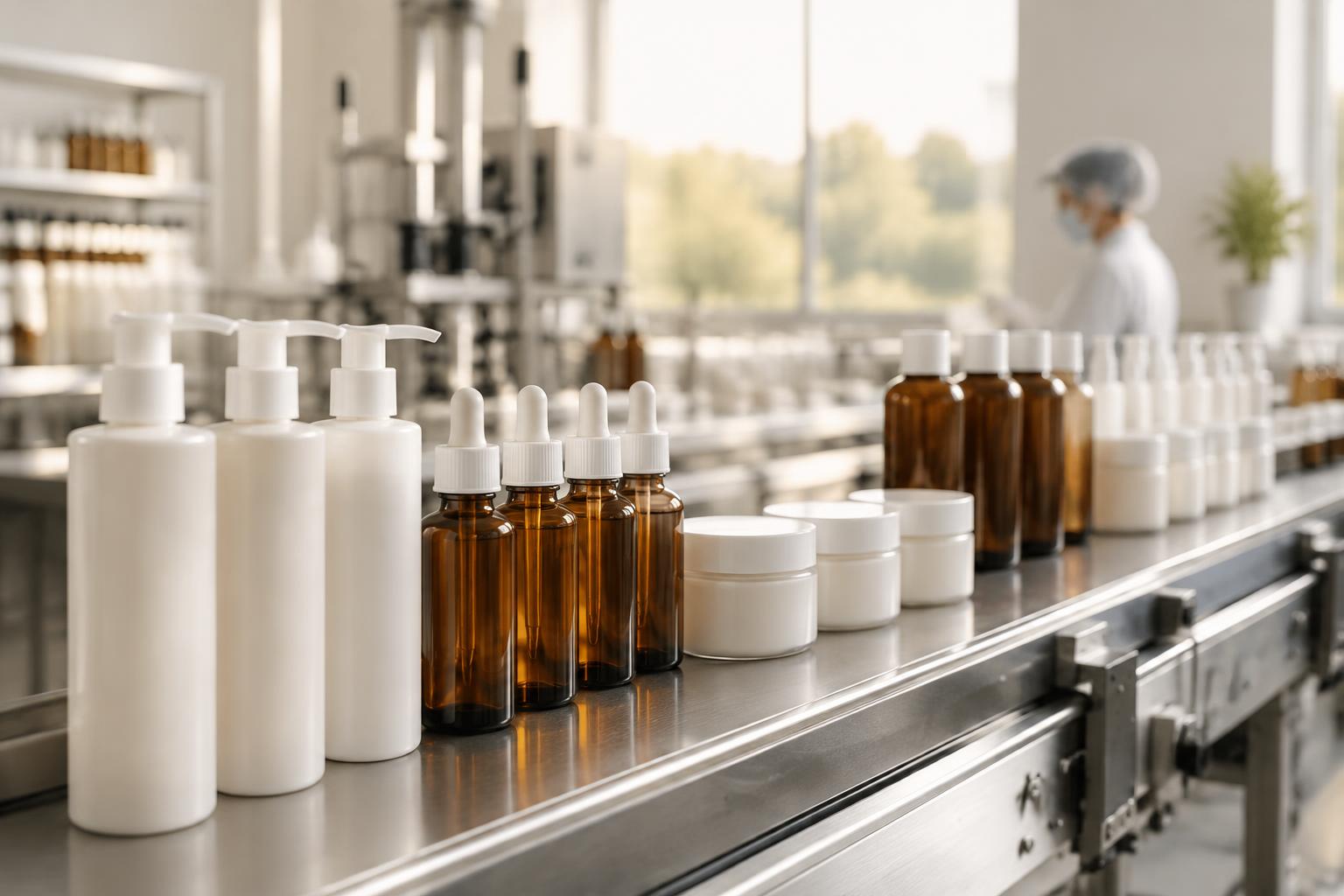 Private label skincare products being manufactured and packaged in Australia